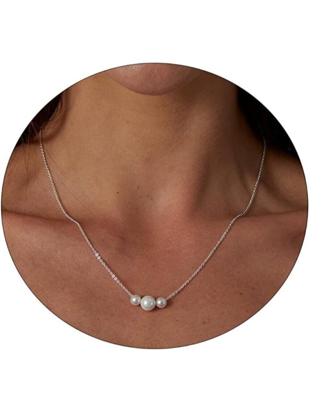 ❤️Women Sliver Plated Half Chain Necklace  Minimalist Pearl Cuban Chain Jewelry